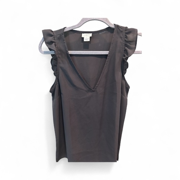 J. Crew Black Ruffle Sleeve Blouse - Picture 3 of 8